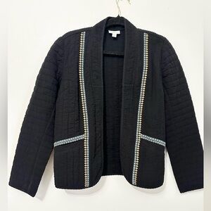PURE JILL Seersucker Jacket  XS Open Quilted Embroidered Lagenlook Boho